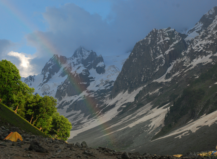 Rainbow at Thajiwas Glacier in Kashmir